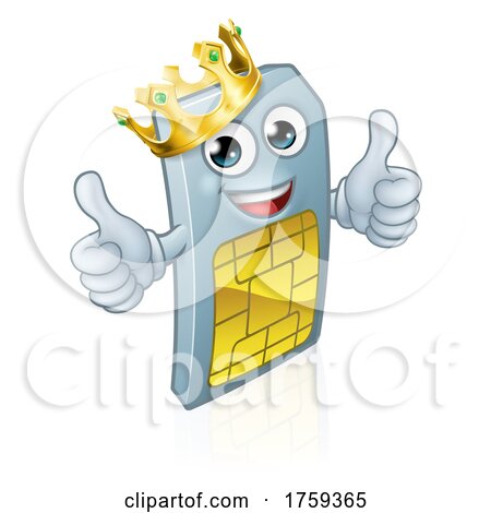 Mobile Phone Sim Card King Cartoon Mascot by AtStockIllustration