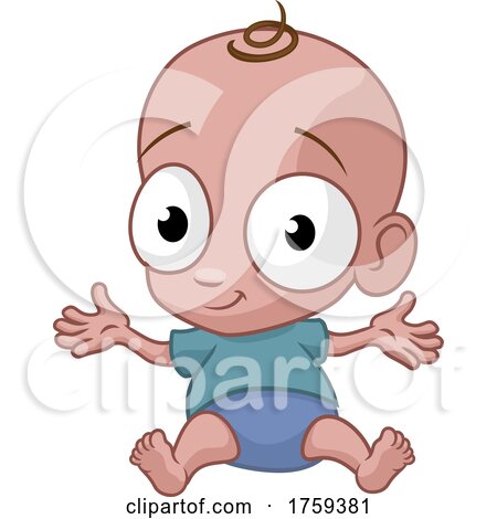 Cute Happy Baby Infant Child Cartoon Character by AtStockIllustration