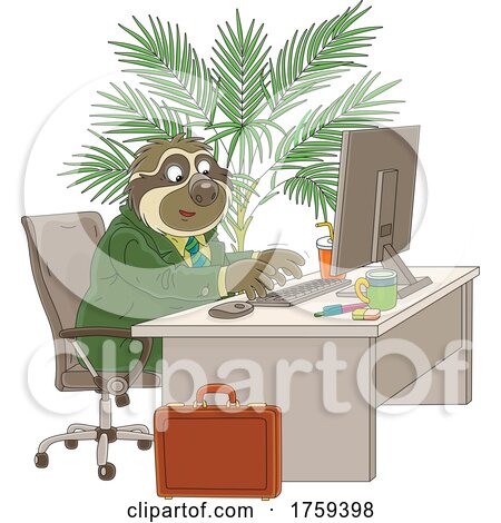Business Sloth Working at a Desk by Alex Bannykh