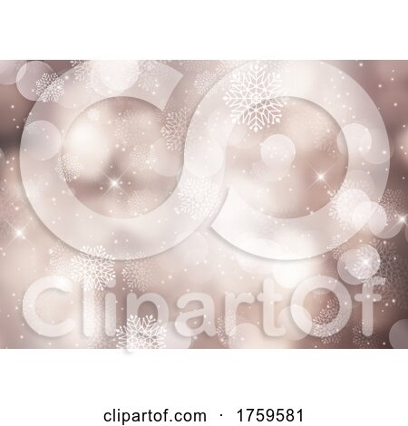 Christmas Background with Bokeh Lights and Snowflakes by KJ Pargeter