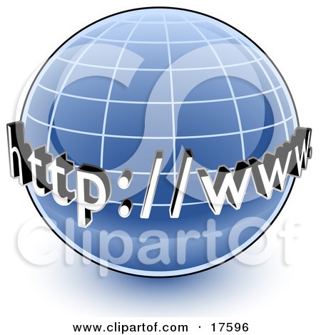 Clipart Illustration of a Blue Globe With A Graph And URL For The World Wide Web. by Leo Blanchette