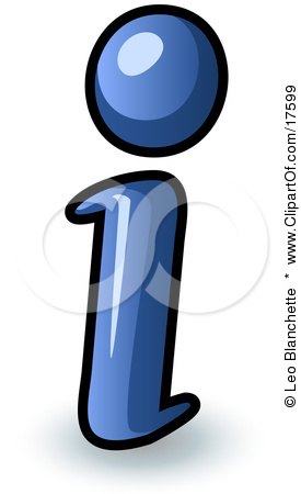 Clipart Illustration of a Blue Lowercase I Meaning Information by Leo Blanchette