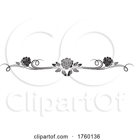 Black and White Rose Border by Vector Tradition SM