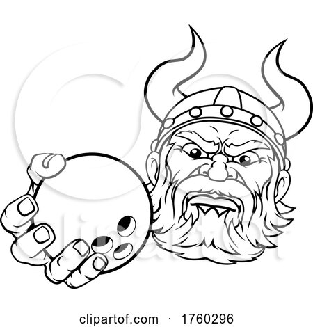 Viking Ten Pin Bowling Ball Sports Mascot Cartoon by AtStockIllustration