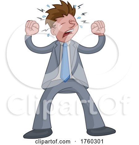 Stressed or Angry Frustrated Business Man Cartoon by AtStockIllustration