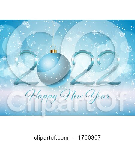 Happy New Year Background with Bauble and Snowflakes by KJ Pargeter