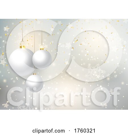 Christmas Background with Hanging Baubles by KJ Pargeter