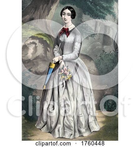 Full Length Portrait of a Woman Holding a Parasol in the Forest by JVPD