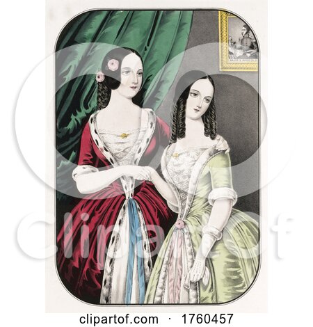 Portrait of Two Young Women in Gowns by JVPD