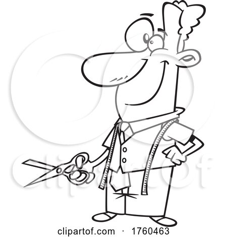 Black and White Cartoon Male Tailor by toonaday