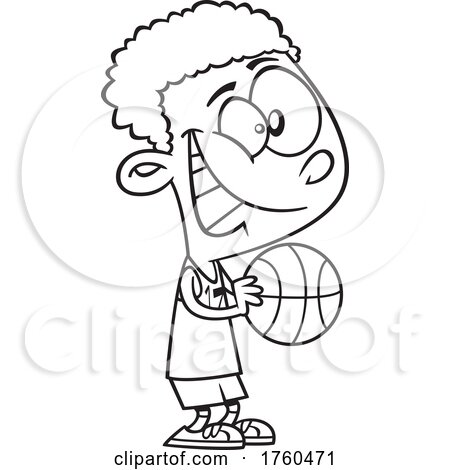 Black and White Cartoon Basketball Boy by toonaday