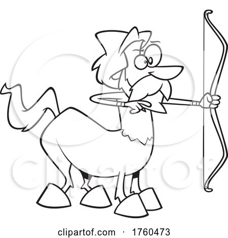 Black and White Cartoon Centaur Archer by toonaday