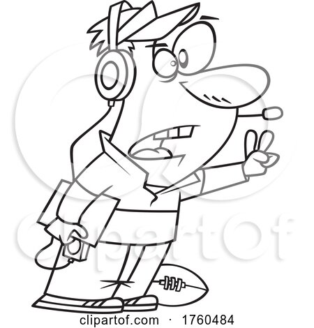 Black and White Cartoon Tough Football Coach by toonaday