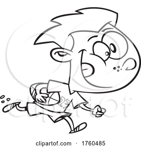 Black and White Cartoon Boy Playing Football by toonaday