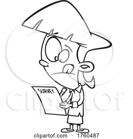 Black and White Cartoon Girl Taking a Survey by toonaday