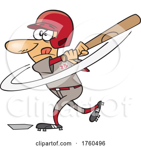 Cartoon Male Baseball Player Batting by toonaday