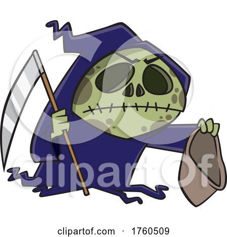 Cartoon Grim Reaper Holding a Bag by toonaday