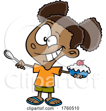 Cartoon Girl Holding Dessert by toonaday