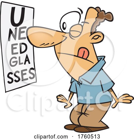 Cartoon Man Squinting to Read an Eye Chart by toonaday