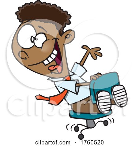 Cartoon Young Businessman Playing on an Office Chair by toonaday