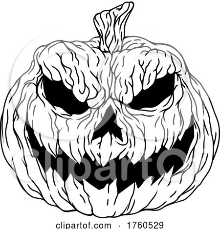 Halloween Scary Evil Pumpkin Jack O Lantern by AtStockIllustration