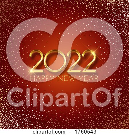 Decorative Happy New Year Background with Gold Lettering and Glitter by KJ Pargeter