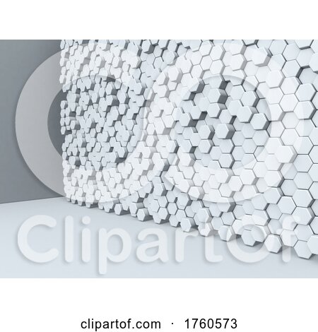 3D Abstract Background of a Wall of Extruding Hexagons by KJ Pargeter