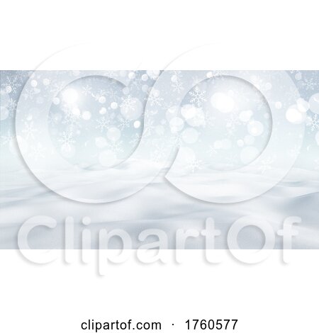 3D Christmas Background with Snowy Winter Landscape by KJ Pargeter