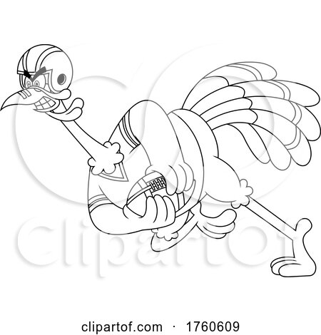 Cartoon Black and White Turkey Bird Playing Football by Hit Toon