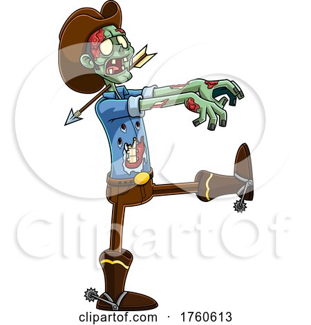 Cartoon Zombie Cowboy with an Arrow Through His Neck by Hit Toon