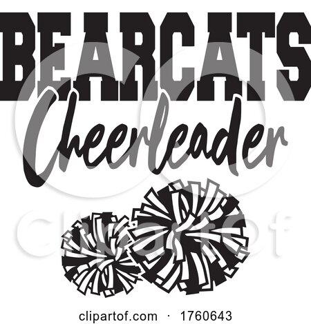 Black and White Pom Poms Under BEARCATS Cheerleader Text by Johnny Sajem