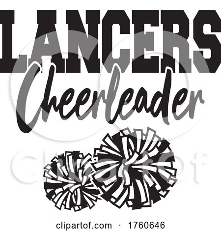 Black and White Pom Poms Under LANGERS Cheerleader Text by Johnny Sajem