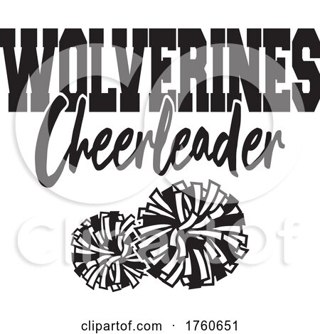 Black and White Pom Poms Under WOLVERINES Cheerleader Text by Johnny Sajem