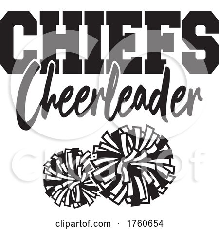 Black and White Pom Poms Under CHIEFS Cheerleader Text by Johnny Sajem
