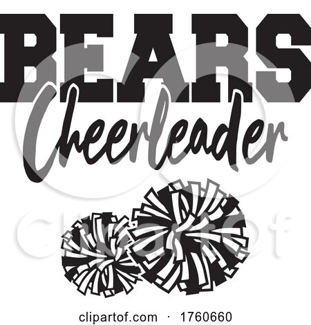 Black and White Pom Poms Under BEARS Cheerleader Text by Johnny Sajem