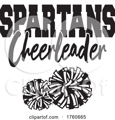 Black and White Pom Poms Under SPARTANS Cheerleader Text by Johnny Sajem