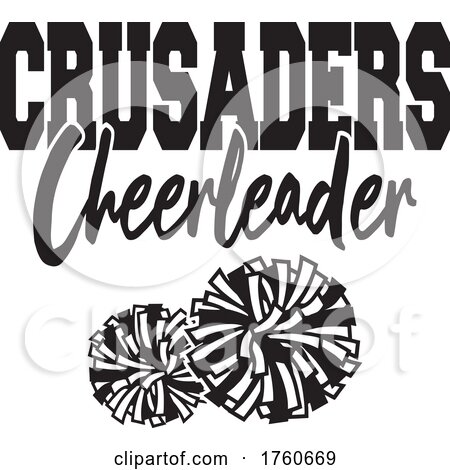 Black and White Pom Poms with CRUSADERS Cheerleader Text by Johnny Sajem