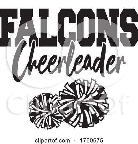 Black and White Pom Poms with FALCONS Cheerleader Text by Johnny Sajem