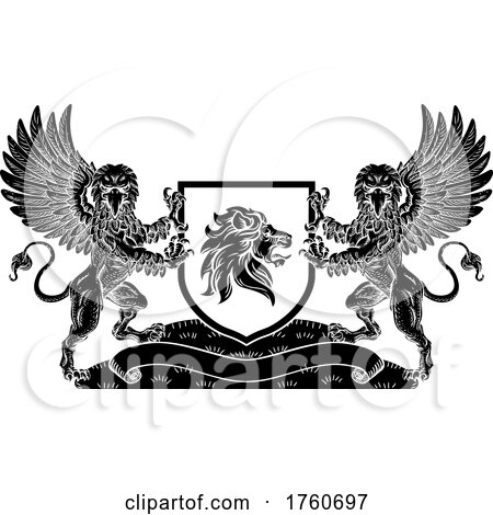 Crest Lion Griffin Coat of Arms Griffon Shield by AtStockIllustration