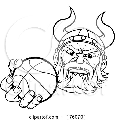 Viking Basketball Ball Sports Mascot Cartoon by AtStockIllustration