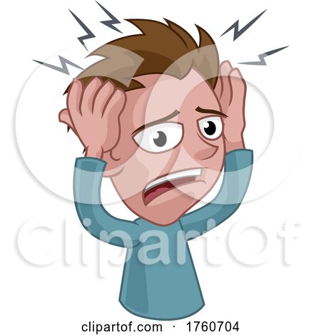 Man Suffering from Stress or Headache Cartoon by AtStockIllustration