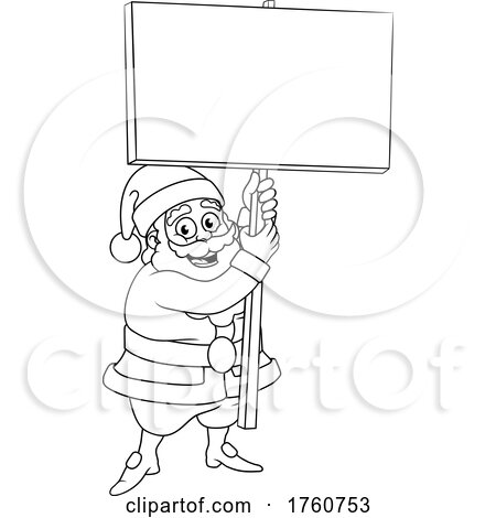 Santa Claus Holding a Sign Christmas Cartoon by AtStockIllustration