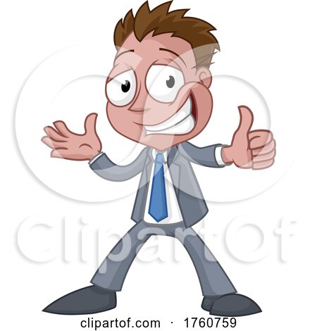 Happy Thumbs up Business Man in Suit Cartoon by AtStockIllustration