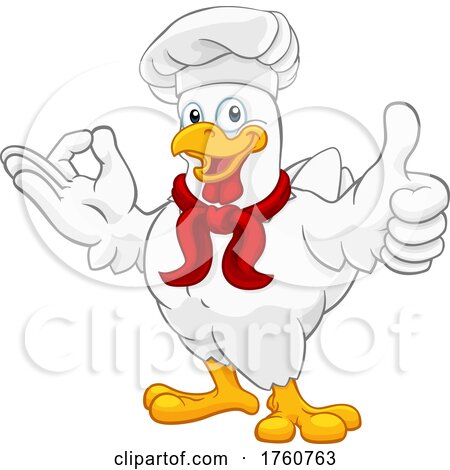 Chef Chicken Rooster Cockerel Perfect Cartoon by AtStockIllustration