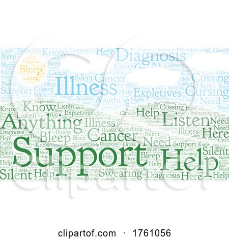Supportive Cancer Illness Word Collage Sun and Hill Landscape by Jamers