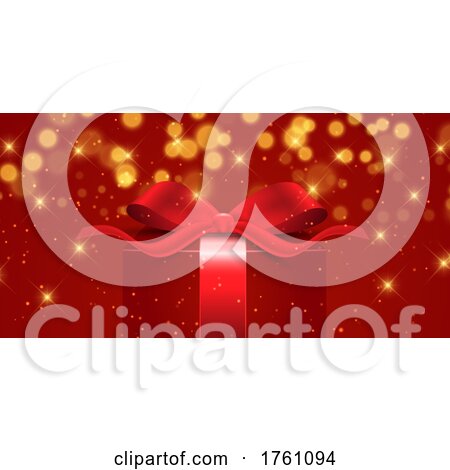 Christmas Lights Banner Design with Luxury Gift and Gold Stars by KJ Pargeter