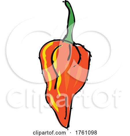 Drawing Sketch Style Illustration of a Hot Chili Pepper by patrimonio