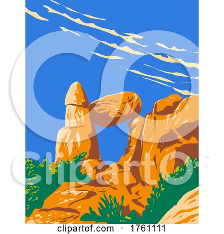 Balanced Rock near Big Bend National Park Texas USA WPA Poster Art by patrimonio