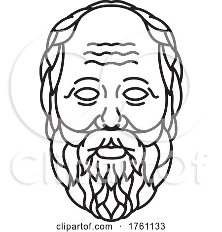 Head of Greek Philosopher Socrates from Athens Mono Line Illustration by patrimonio