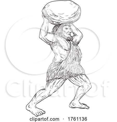 Jentil or Jentilak a Race of Giants Throwing Rocks or Stone in the Basque Mythology Drawing by patrimonio